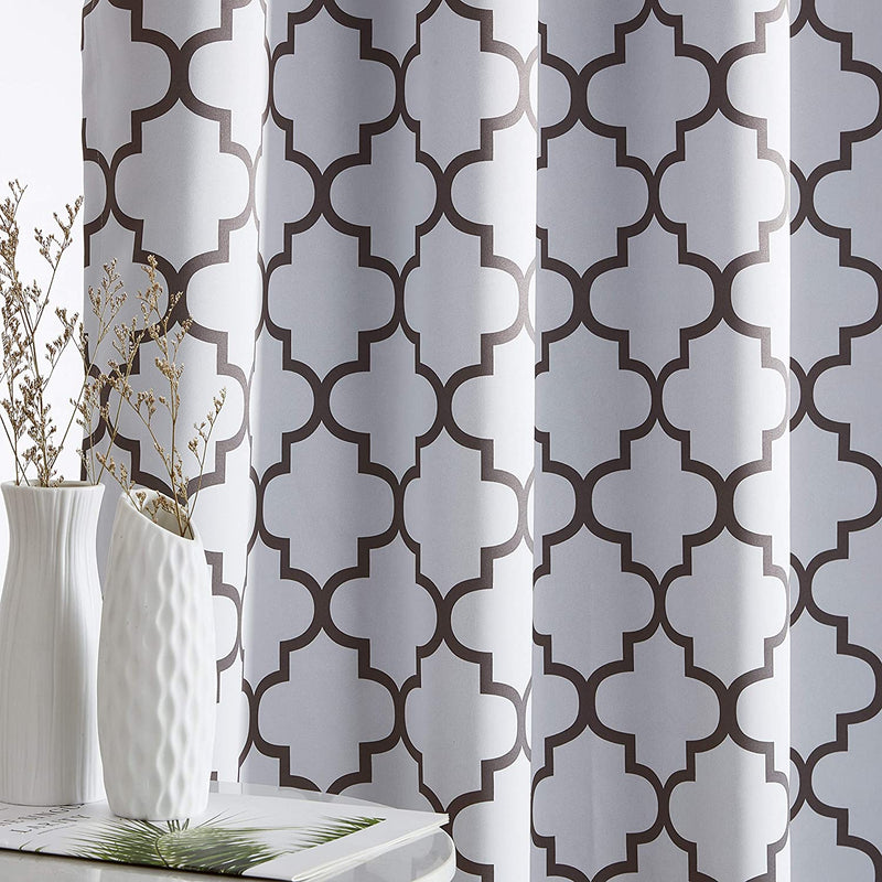 Decorative Extra Long Blackout Curtains with Lattice Print 108 Inch