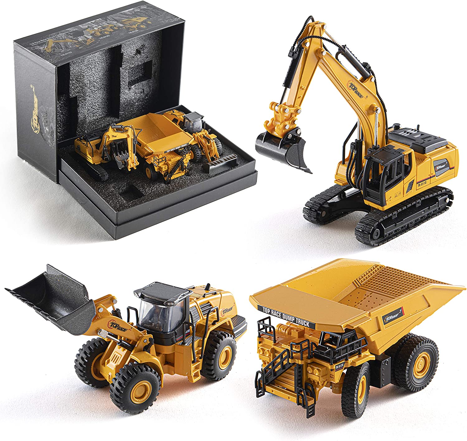 3-Pack of collectible realistic metal construction trucks