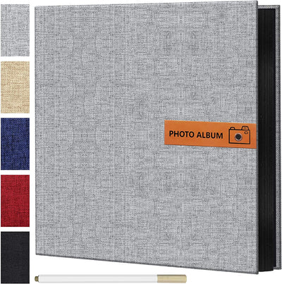 Large Photo Album, Gray (11x10.6", Black Pages)