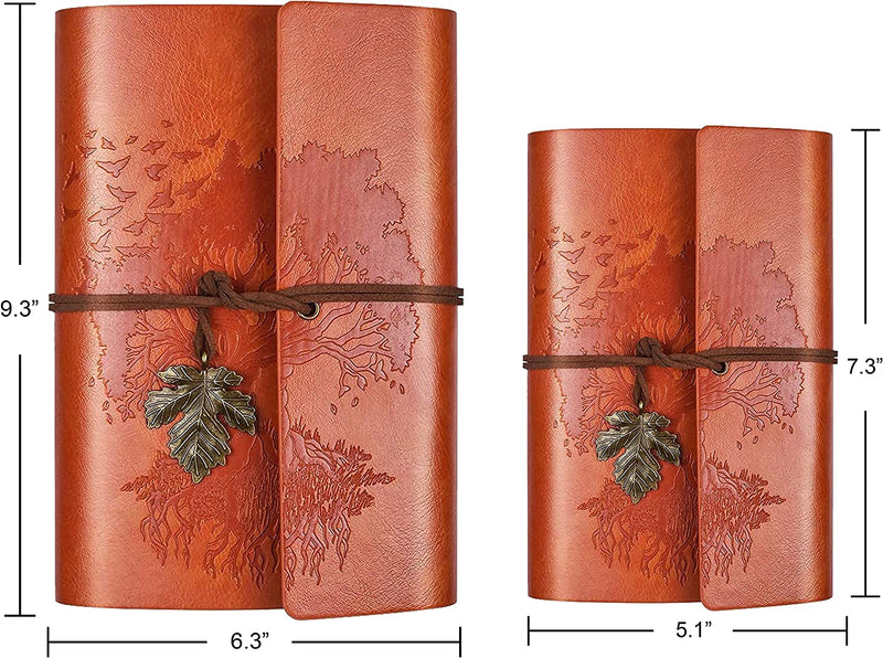 Vintage Retro Blank Pages Leather Journal, Color (Orange-2)