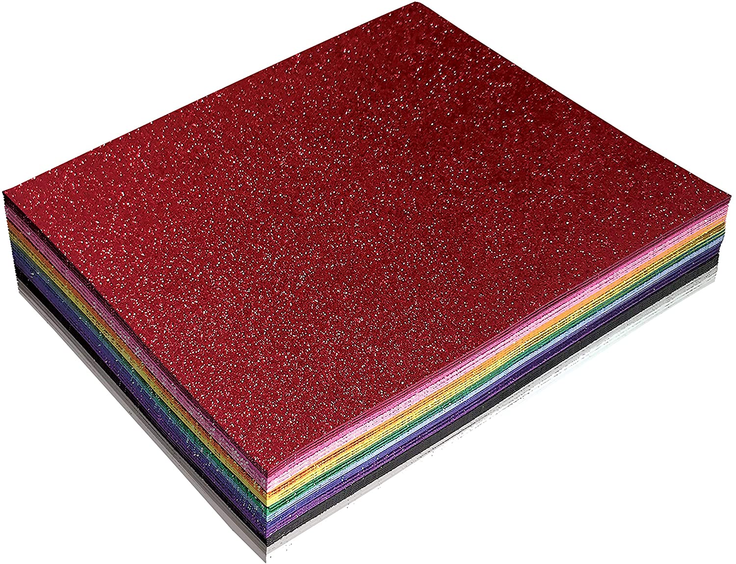 Pack of 36 Glitter Foam Sheets, 9" x 12", Assorted in 12 Colors