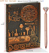 3D Train Vintage Leather Journal Writing Notebook