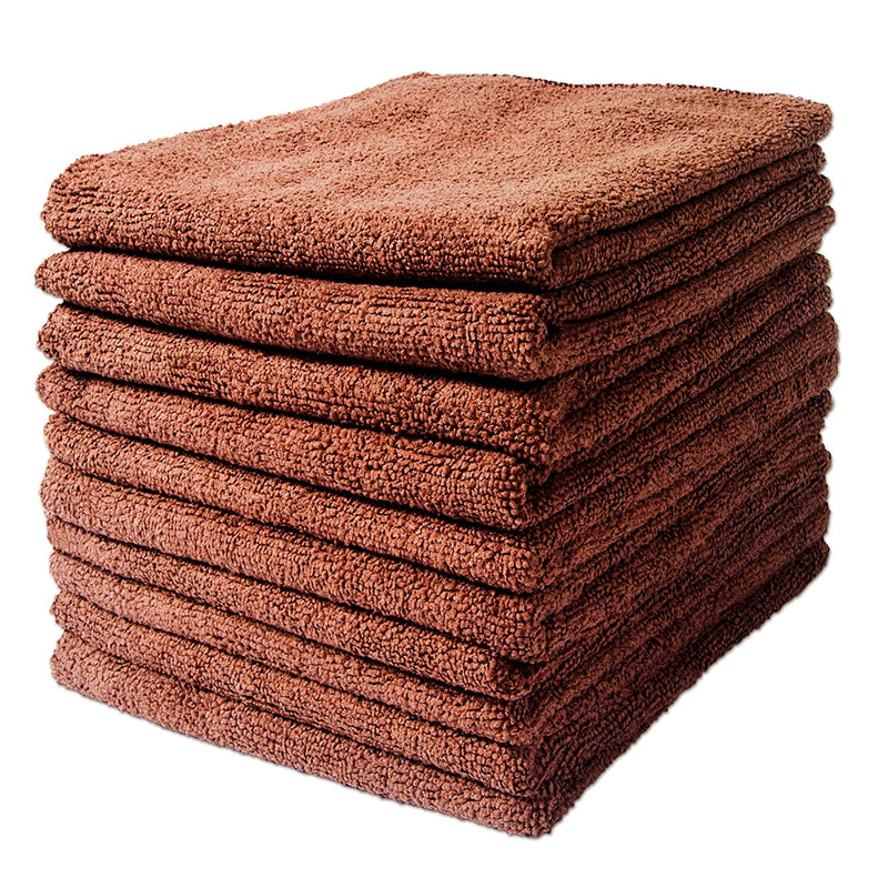 Microfiber Salon Towel, 16" x 29",Brown, 10-Pack