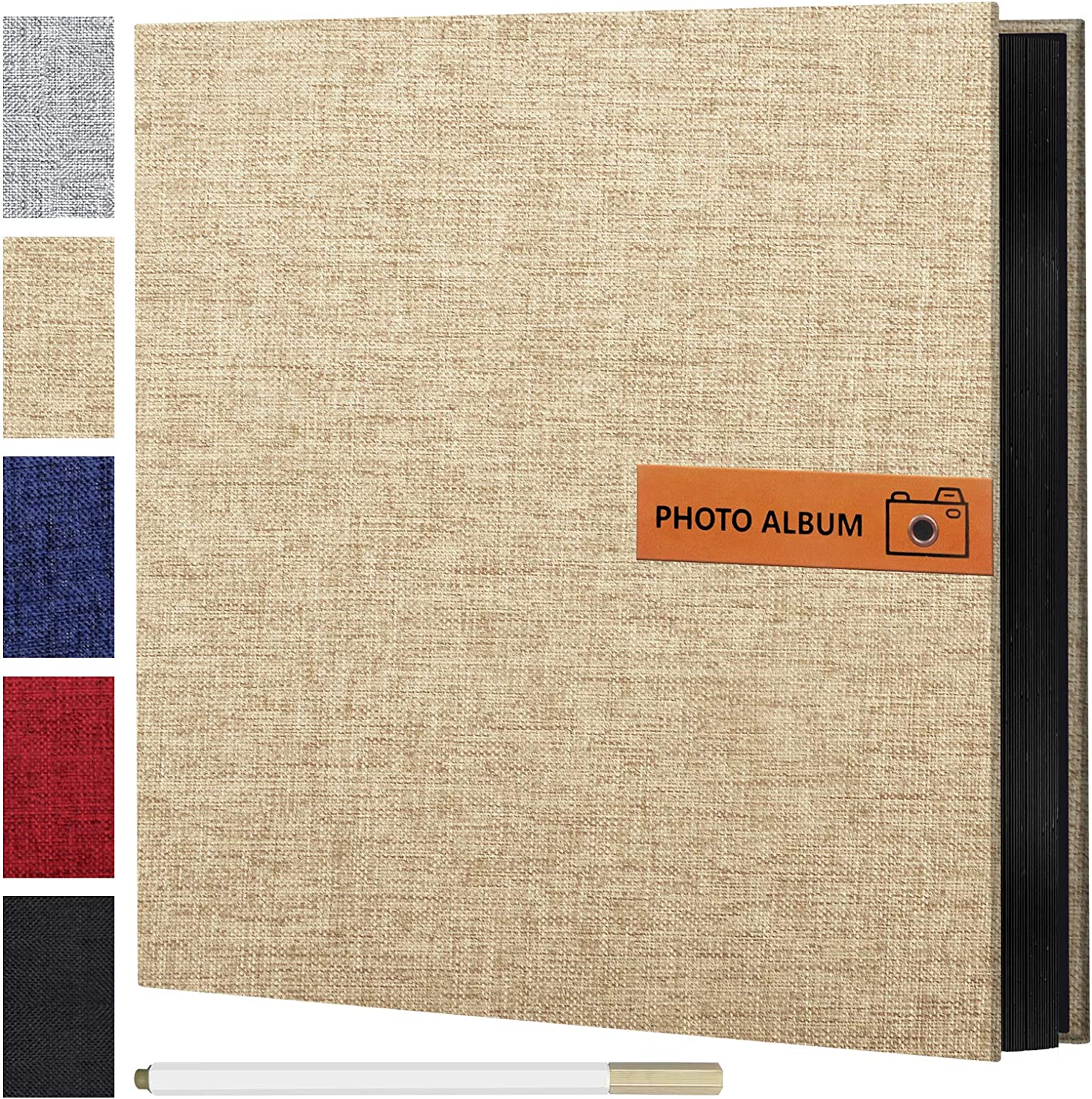 Large Photo Album, Brown (11x10.6", Black Pages)