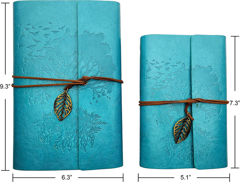 Vintage Retro Blank Pages Leather Journal, Color (Blue-2)