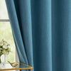 Faux Linen Curtains, Blue, 84'' L x 52'' W, 8 Grommets, 2 Panels