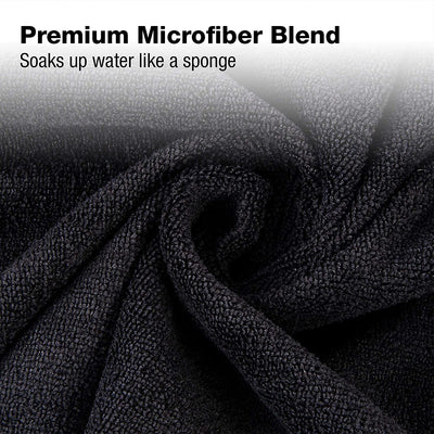 Microfiber Salon Towel, 16" x 29", Black, 10-Pack