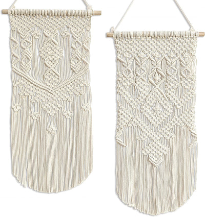 Woven Macrame Wall Hanging Decoration, 24" L x 13" W, Set of 2