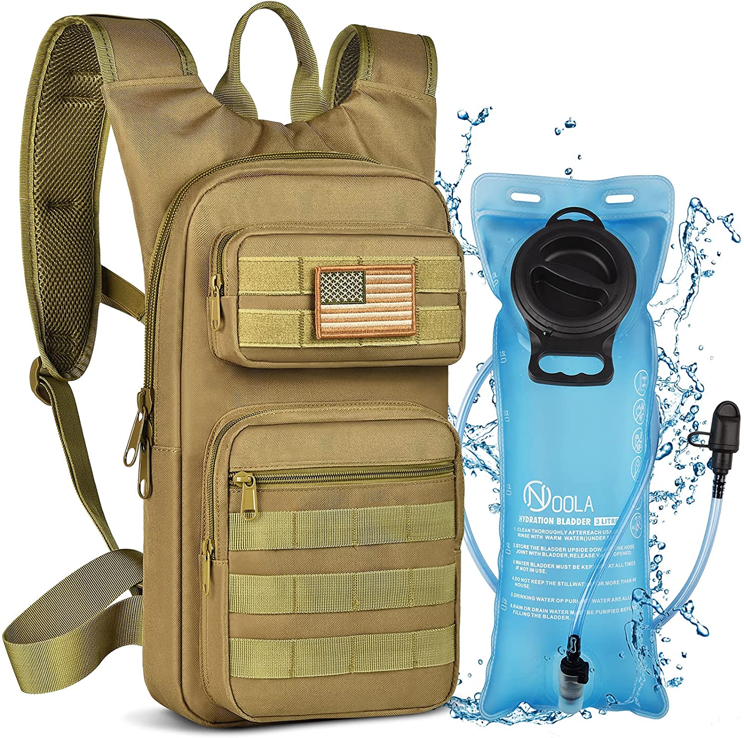 3L Bladder Hydration Backpack for Running and Climbing (Tan)