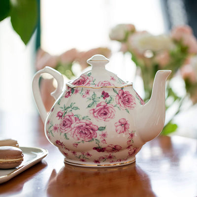 Porcelain Teapot, 38 oz, Floral