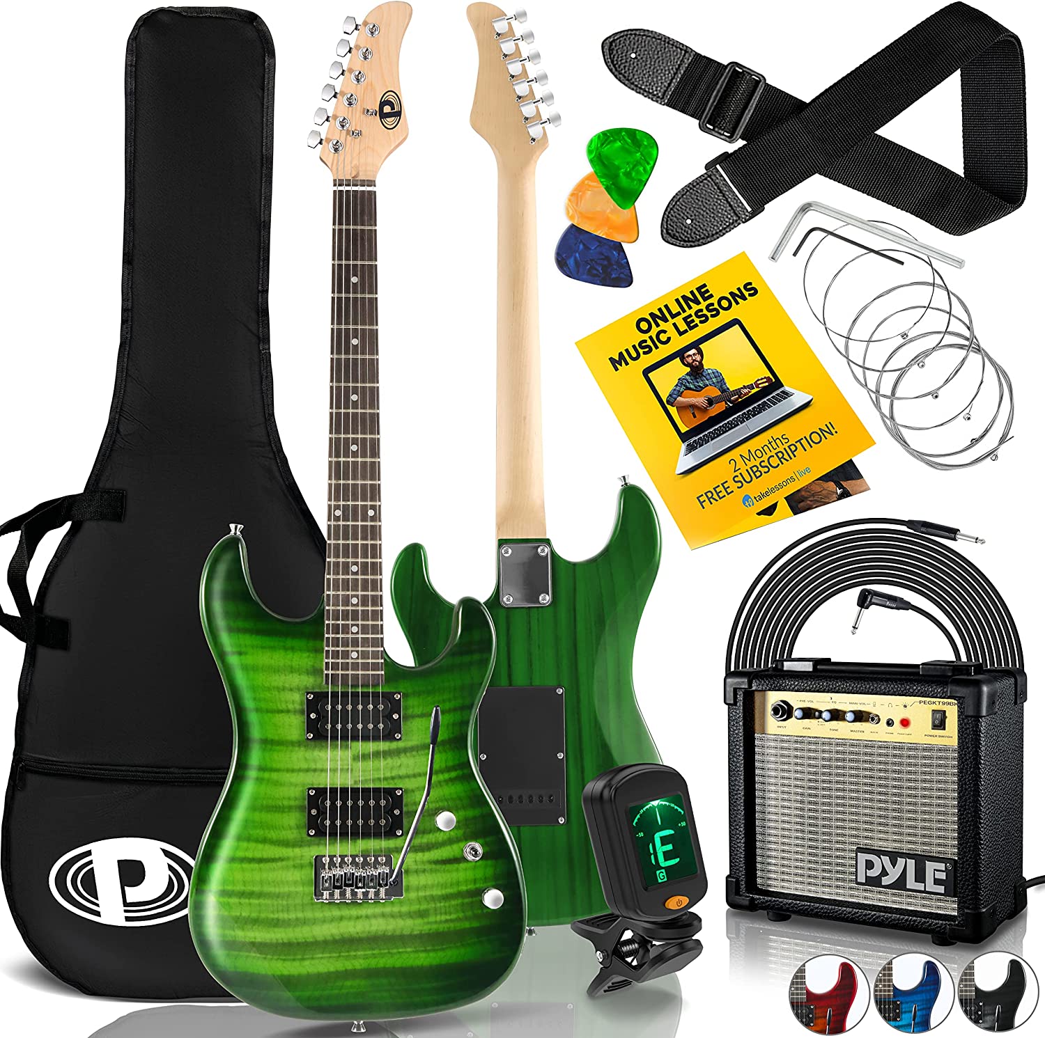 Electric guitar kit, 39", color: green