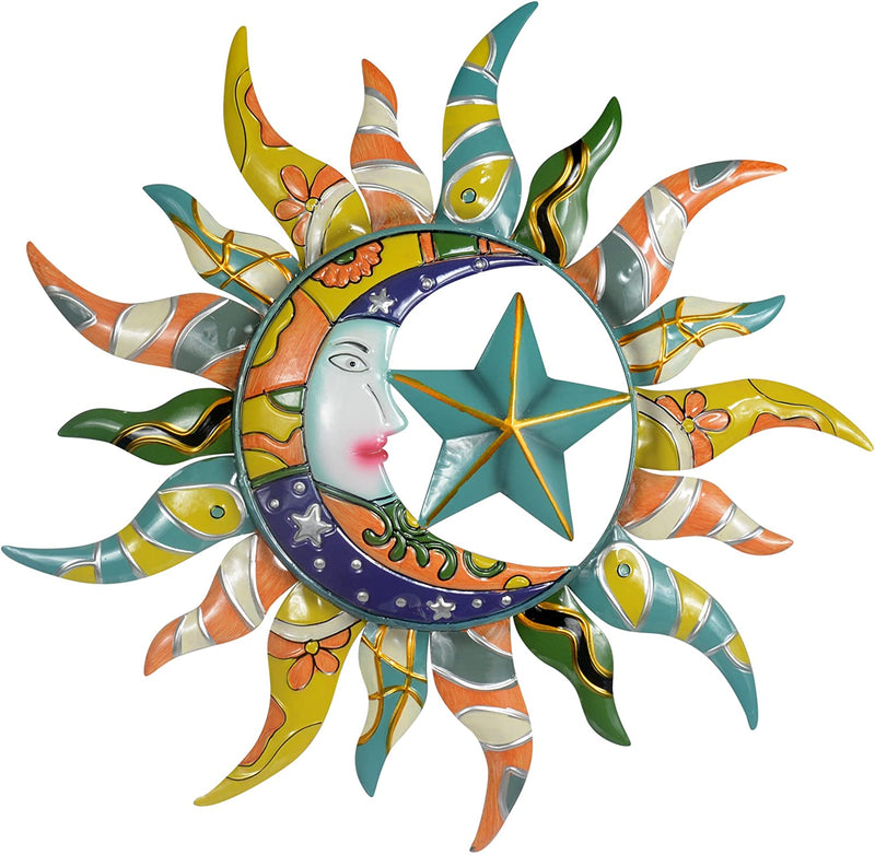 Sun Moon & Stars Metal Wall Hanging Garden Art