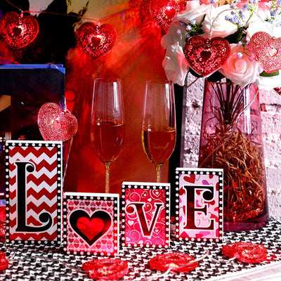 Love blocks, wooden valentine decoration, 2 pieces