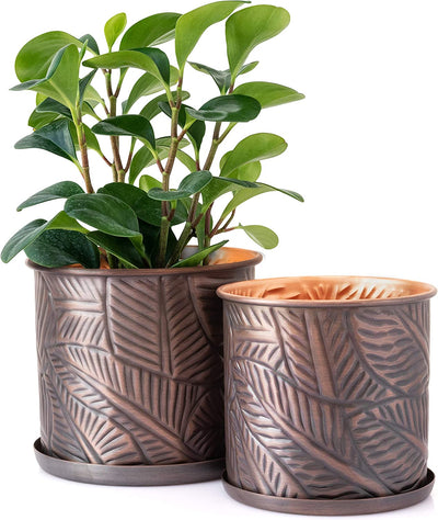 Garden Pots with Drainage Hole, 2 Piece Floral Embossed