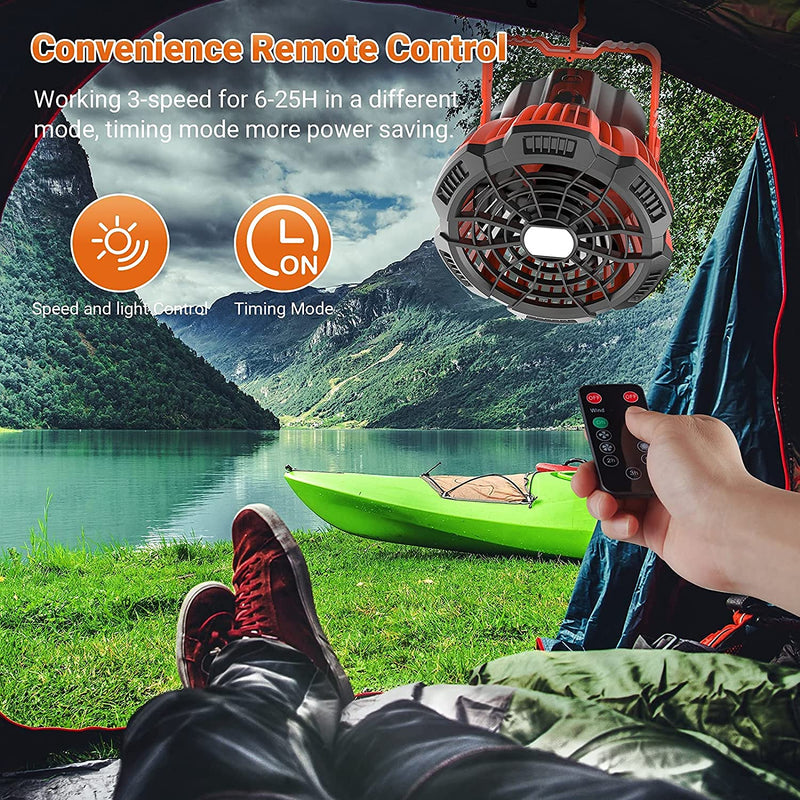 Portable Fan Camping Fan for Tents, 30 Hours, Orange