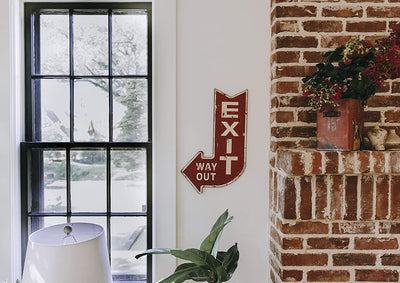 Urban Homestead Metal Exit Way Old Sign, Red