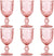 Crystal Vintage Look Wine Glasses. Set of 6 color Pink