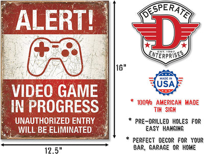 Video Game in Progress Tin Sign