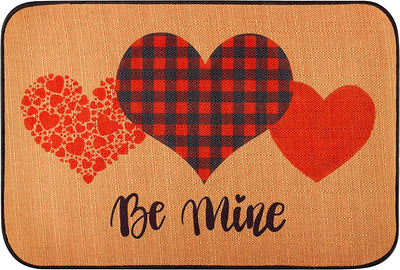 Valentine's doormat with heart design, red and black