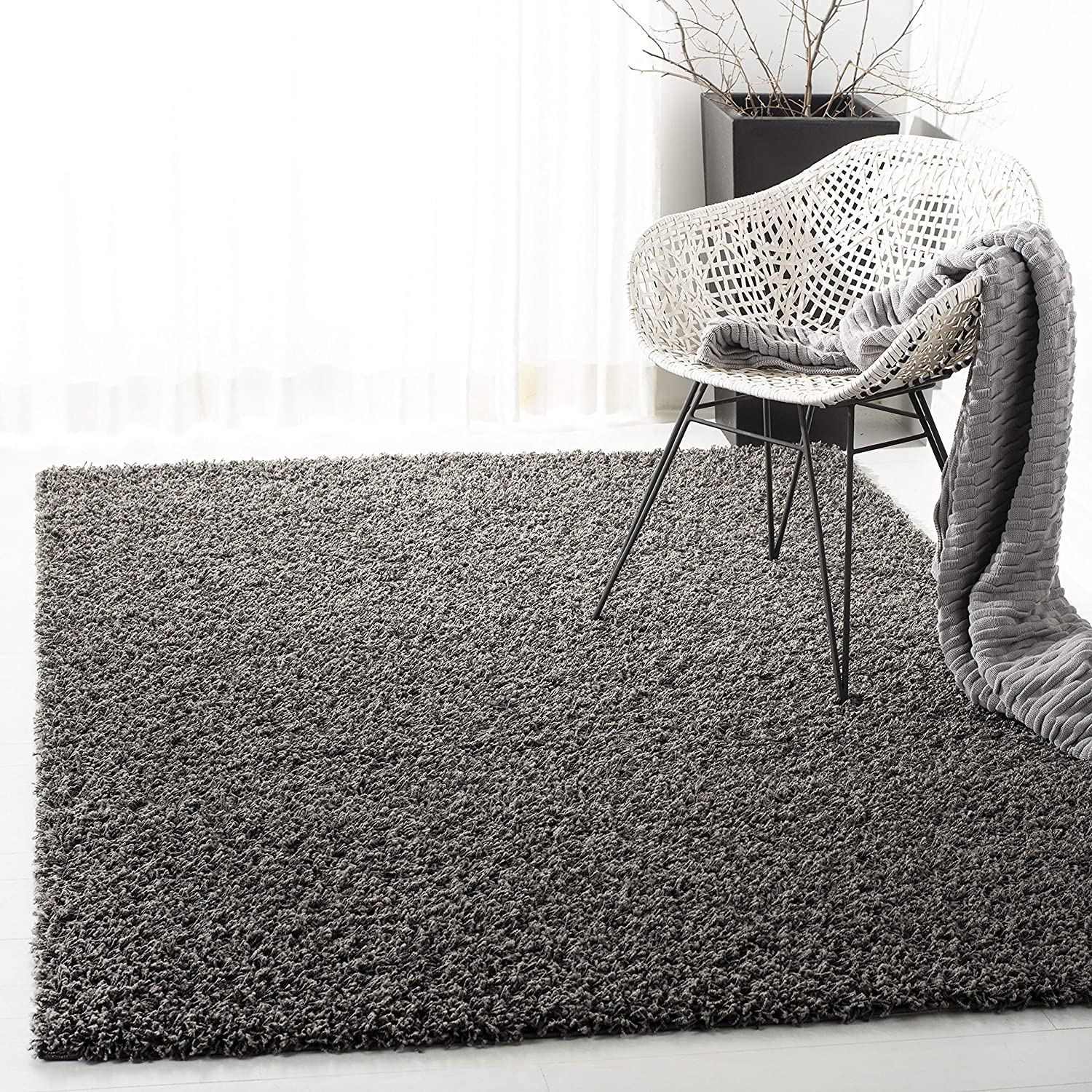 Plush Area Rug for Living Room 1.5" Thick, 10' x 14', Dark Grey