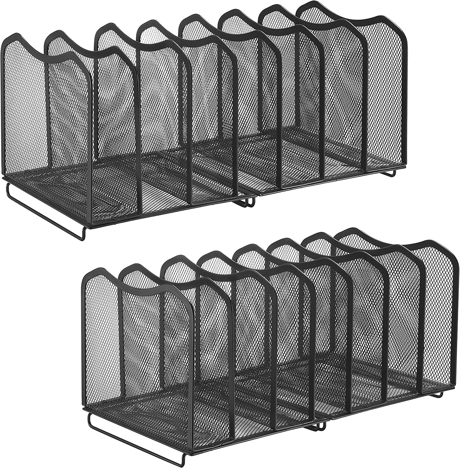 2 Pack, 7 Section Desktop File Sorter Organizer (Black)