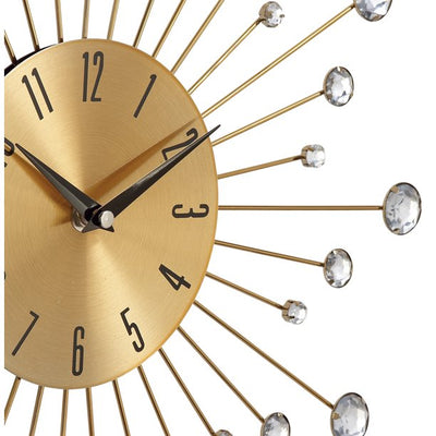 15" D Indoor Gold Analog Glam Wall Clock