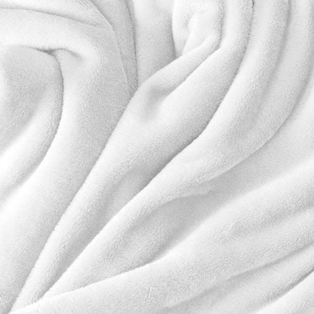 Plush Bed Blanket, Color: White, Size: Twin/Twin XL