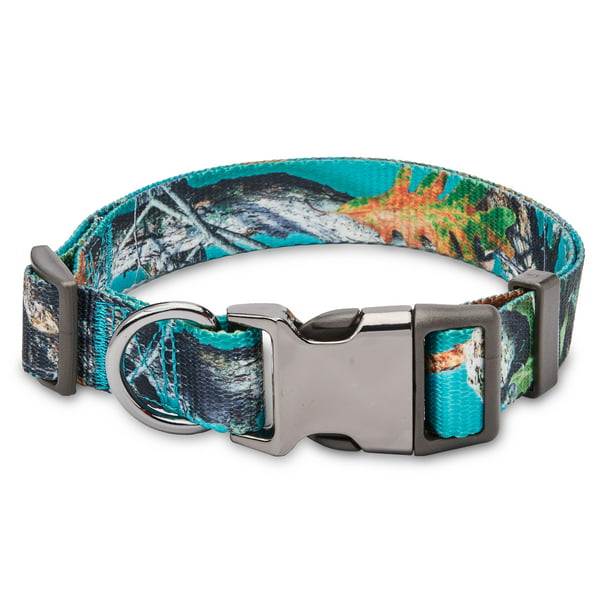 Pet Collar with Metal Clasp, Color: Teal (Large 16"-26" 1 in)