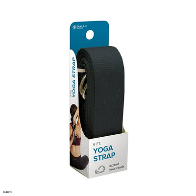 Yoga Strap, Black, 6 feet long