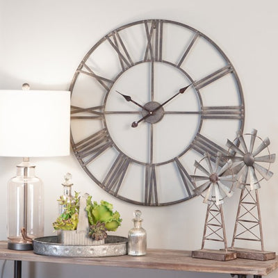 Solange Round Metal Wall Clock - 30" Gray