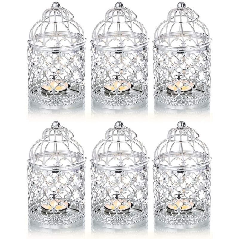 6 Pcs Wedding Centerpieces Decorative Candle Lanterns Bird Cage