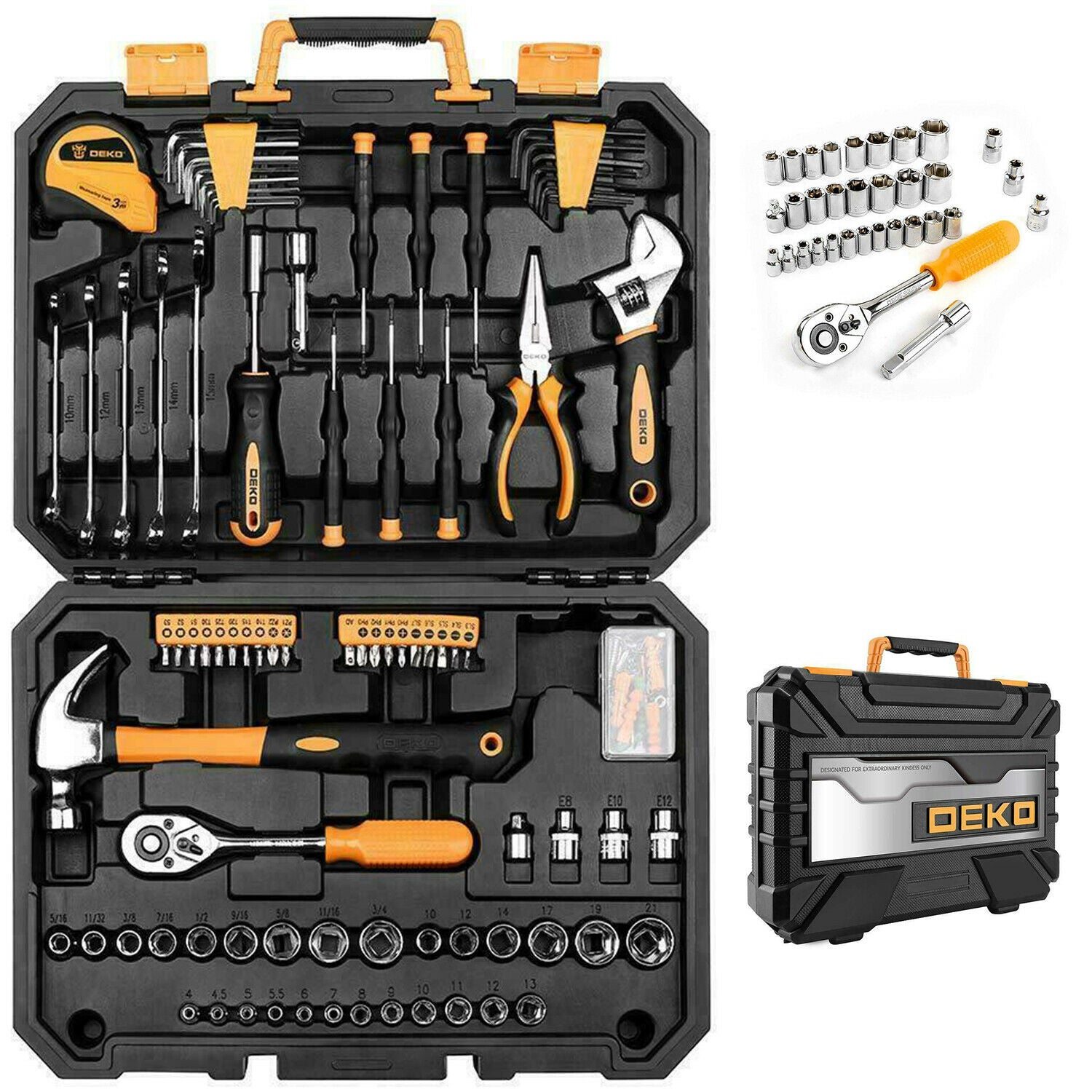 128 Piece Mechanics Hand Tool Set Screwdriver