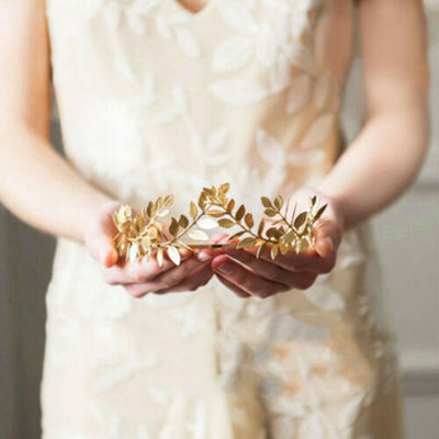 Flower leaf headband, golden crown