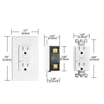 15-Amp Tamper-Resistant GFCI Outlet Receptacle, Color: White