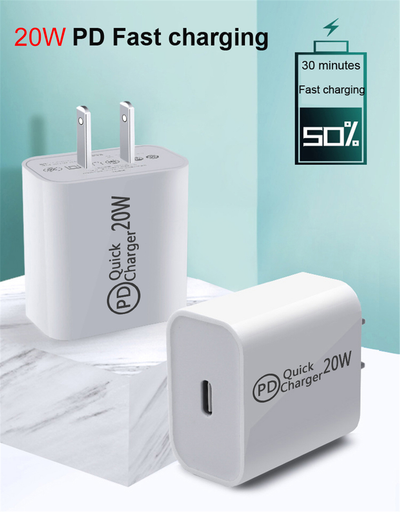 USB Type-C Power Adapter Charger, 20W, White