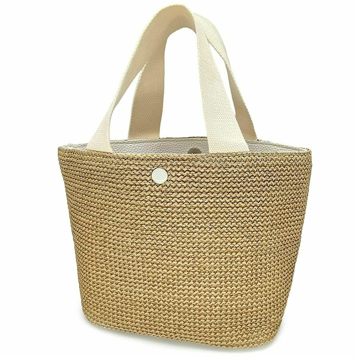 Straw woven handbag with handles, color: white