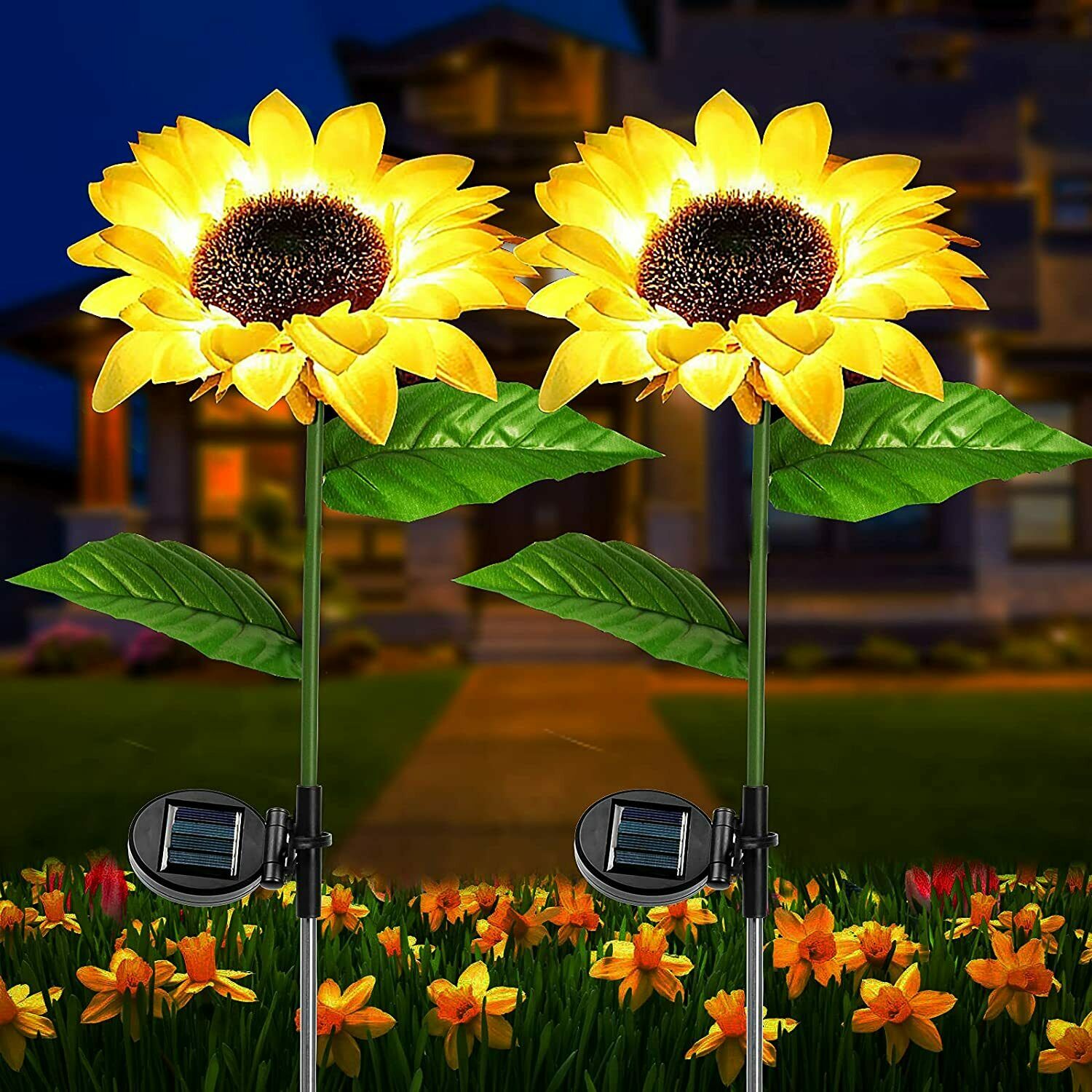 2 Pack Sunflower Style Solar Garden Lights