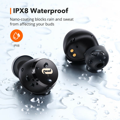 Waterproof wireless stereo headphones (color: black)