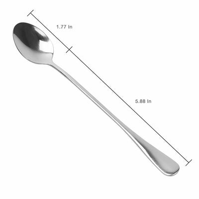 Set of 10 stainless steel spoons, long handle - oval