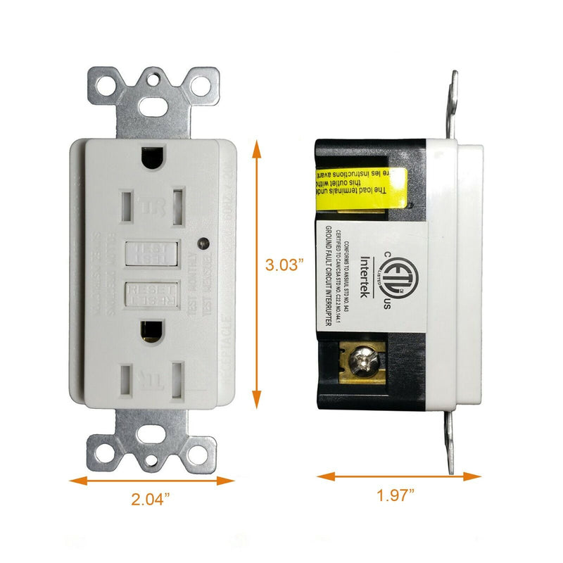 15 Amp GFCI Outlet Receptacle, Color: White