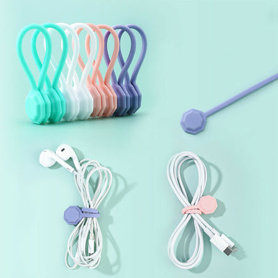 10Pcs, Silicone Cable Magnetic, Multicolor