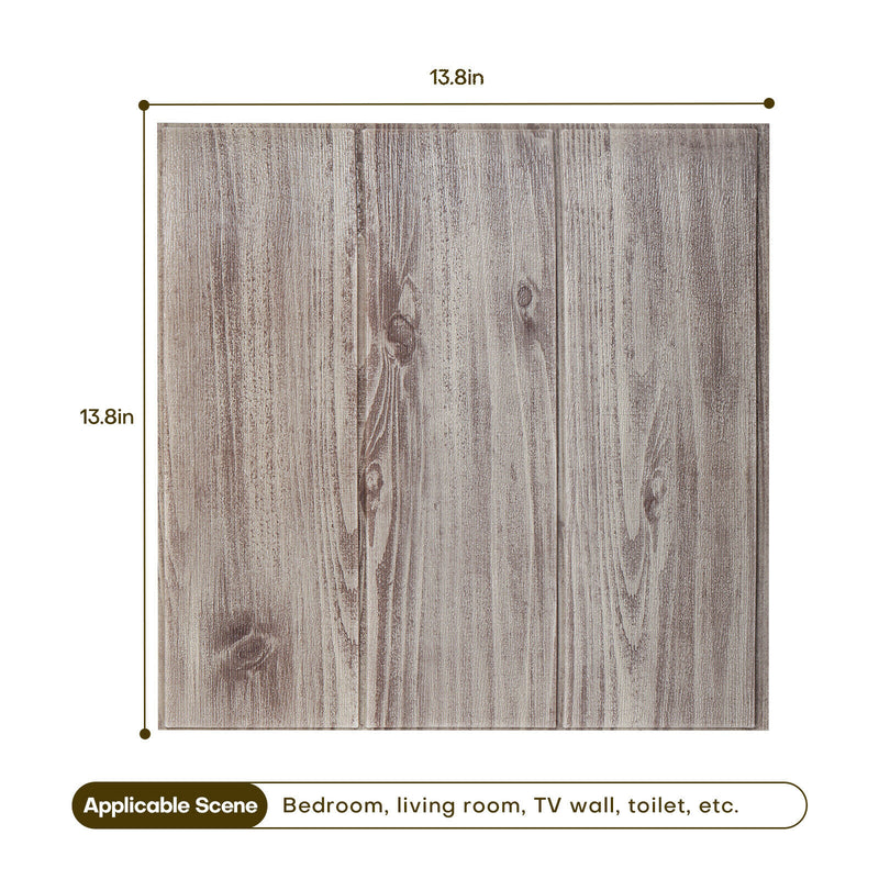 10 Pieces 3D Wood Wall Panels Self Adhesive (Gray Pine grain)