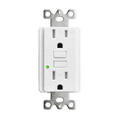 15-Amp Tamper-Resistant GFCI Outlet Receptacle, Color: White