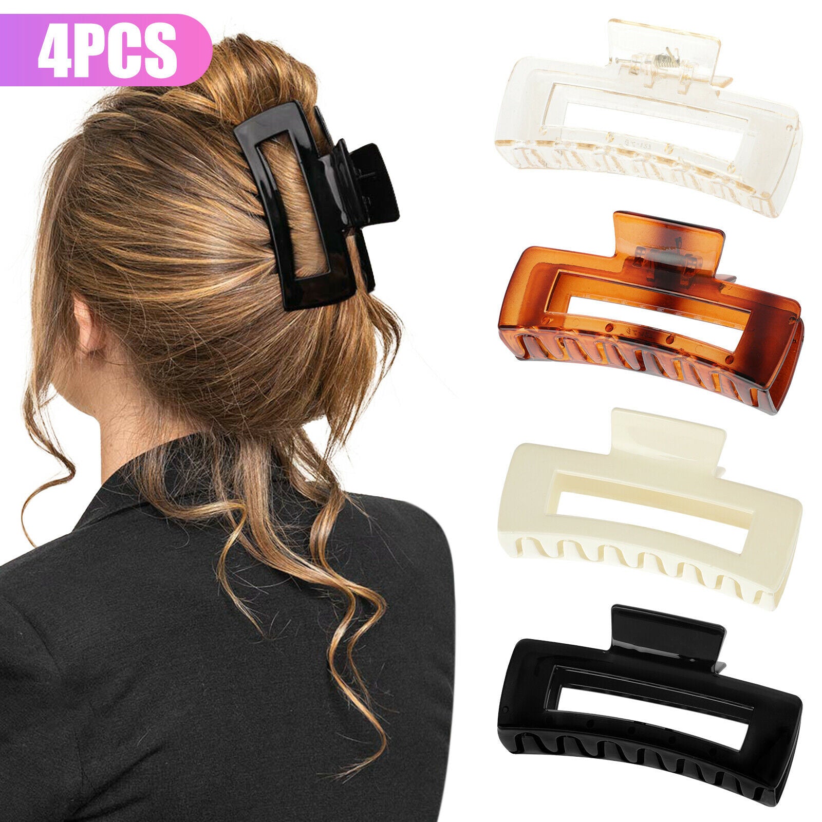 Pack of 4 large hair clips